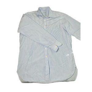 HILDITCH & KEY Men’s Size 16/41cm‎ Striped 100% Cotton Long Slv Shirt White E6-5